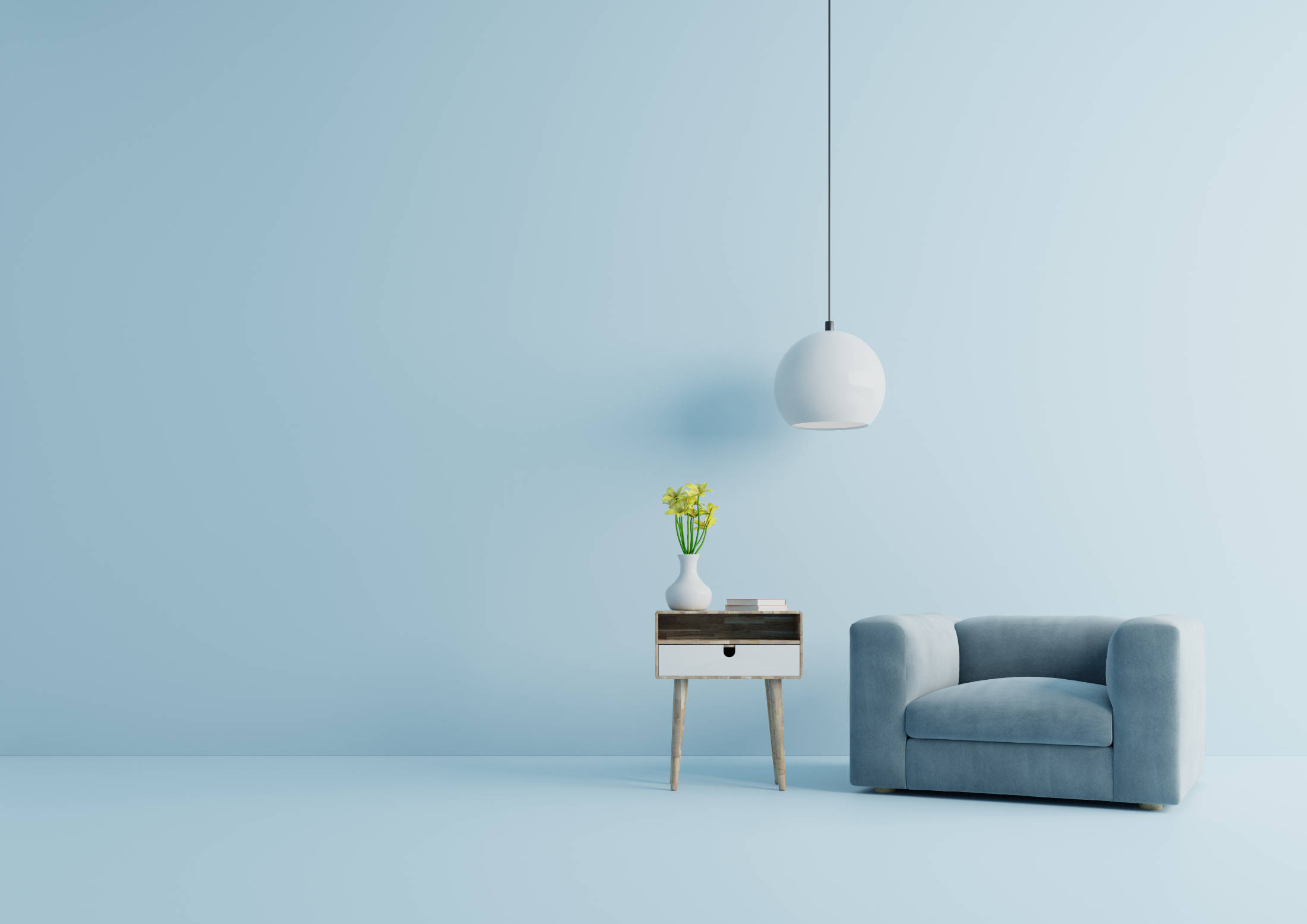 Modern living room with blue armchair have cabinet and lamp on w 10kg Epoxy Resin and Hardener (1:1)